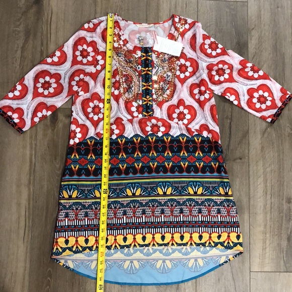 NWT! - SOFT SURROUNDINGS Hand Beaded Pocketed Tunic Dress - Picture 12 of 15